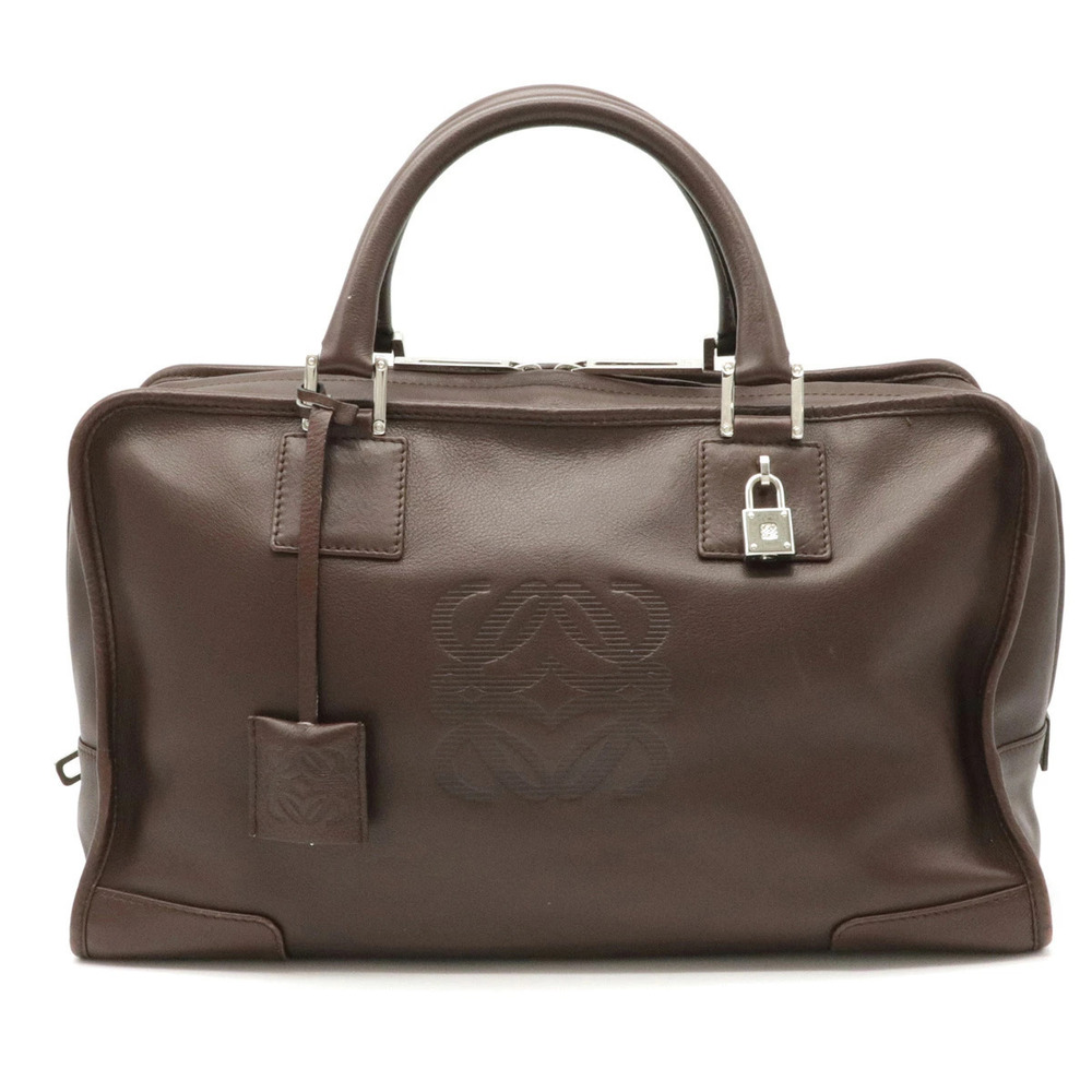 Loewe Amazona Handbag Boston Bag Leather Dark Brown